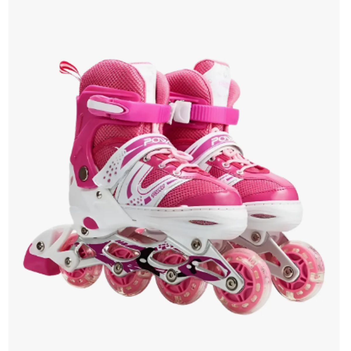 GENERICO - Patines Lineales Rosado Niñas Y Jóvenes + Set De Protección Talla S
