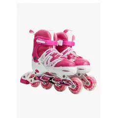GENERICO - Patines Lineales Rosado Niñas Y Jóvenes + Set De Protección Talla S