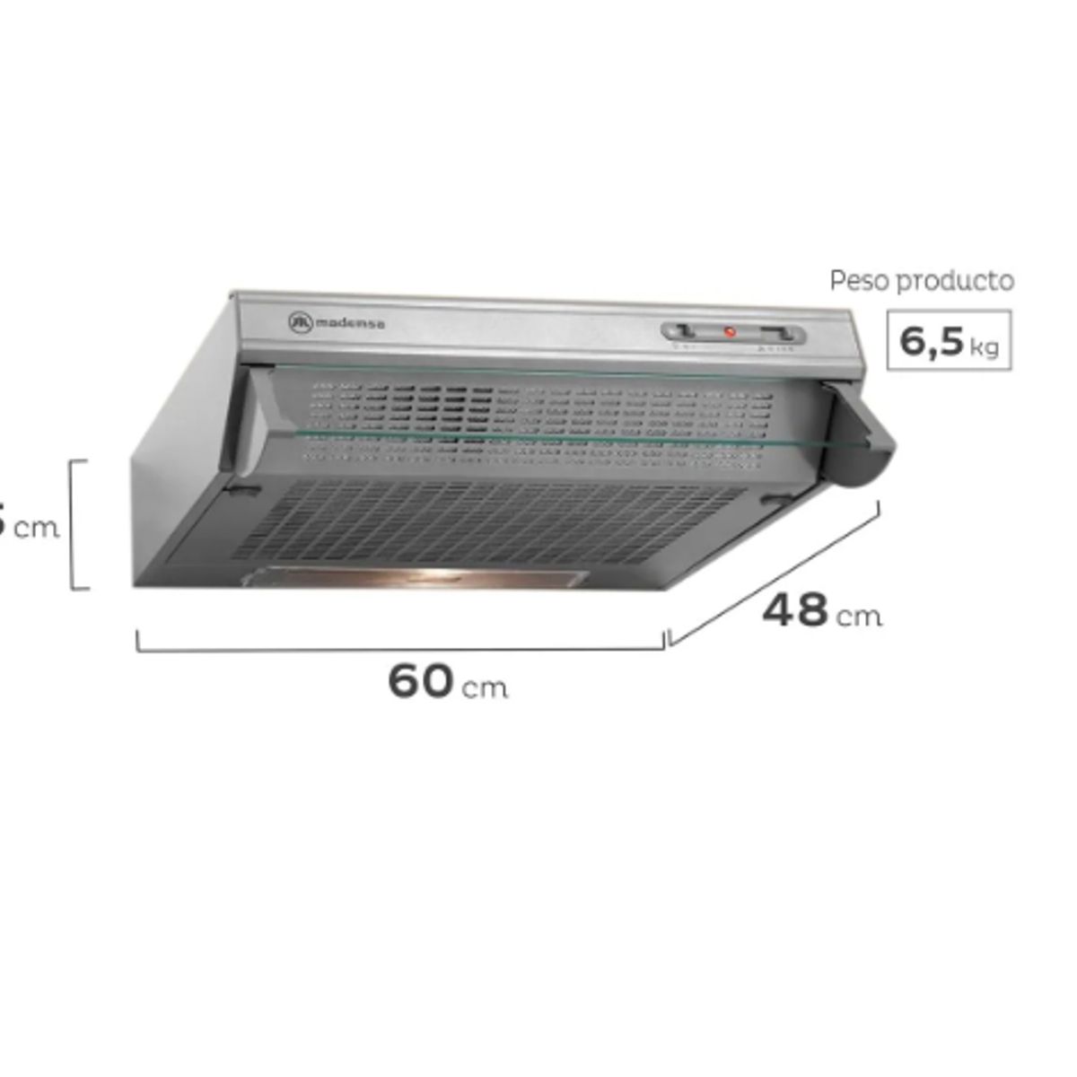 MADEMSA - Campana de Cocina Extractora Mademsa 60 cm Double Function MX U160S Inox