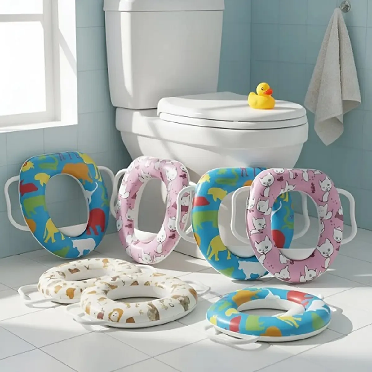 GENERICO - Silla Para Baño Wc Suave Y Acolchado Con Asas Para Niños