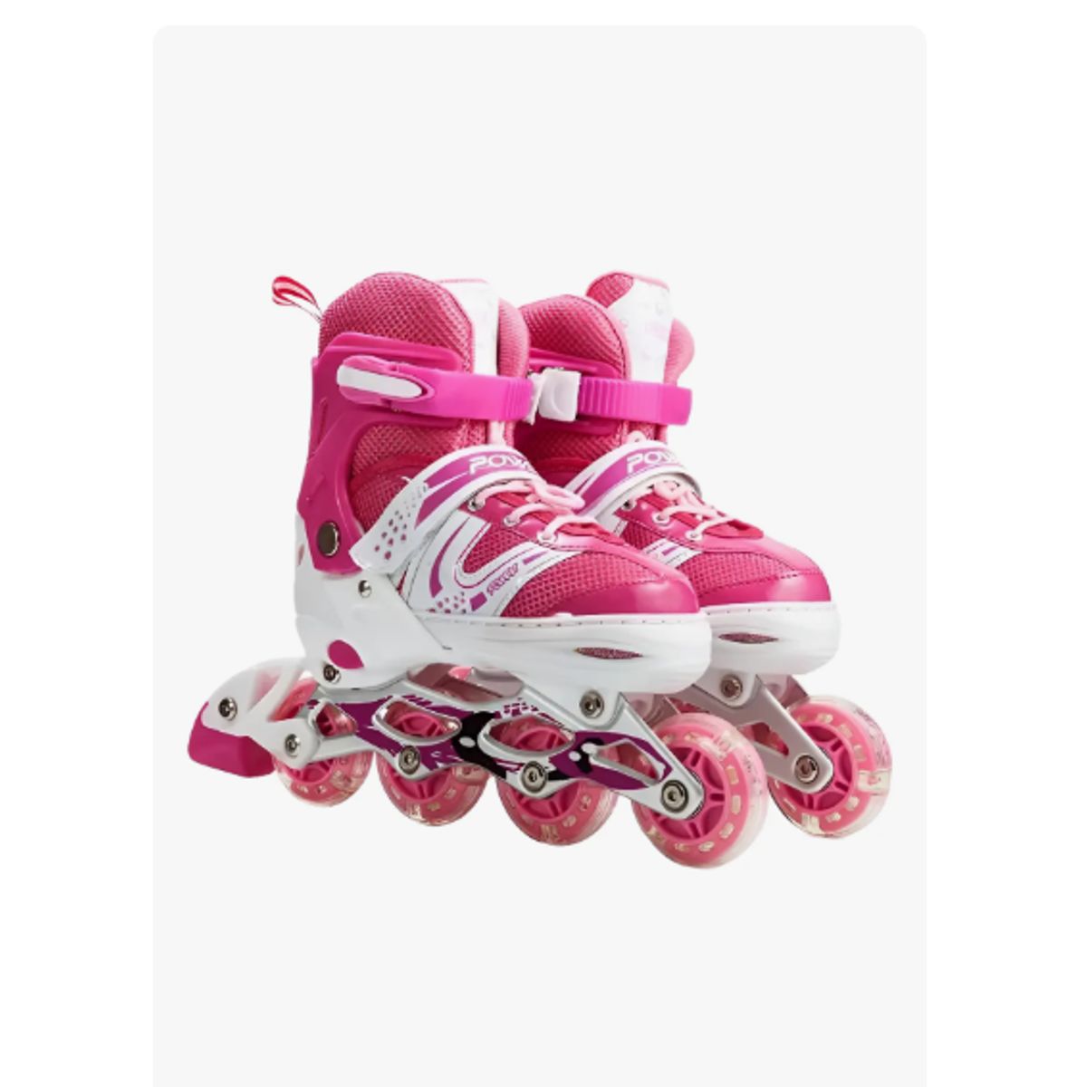 GENERICO - Patines Lineales Rosado Niñas Y Jóvenes + Set De Protección Talla M