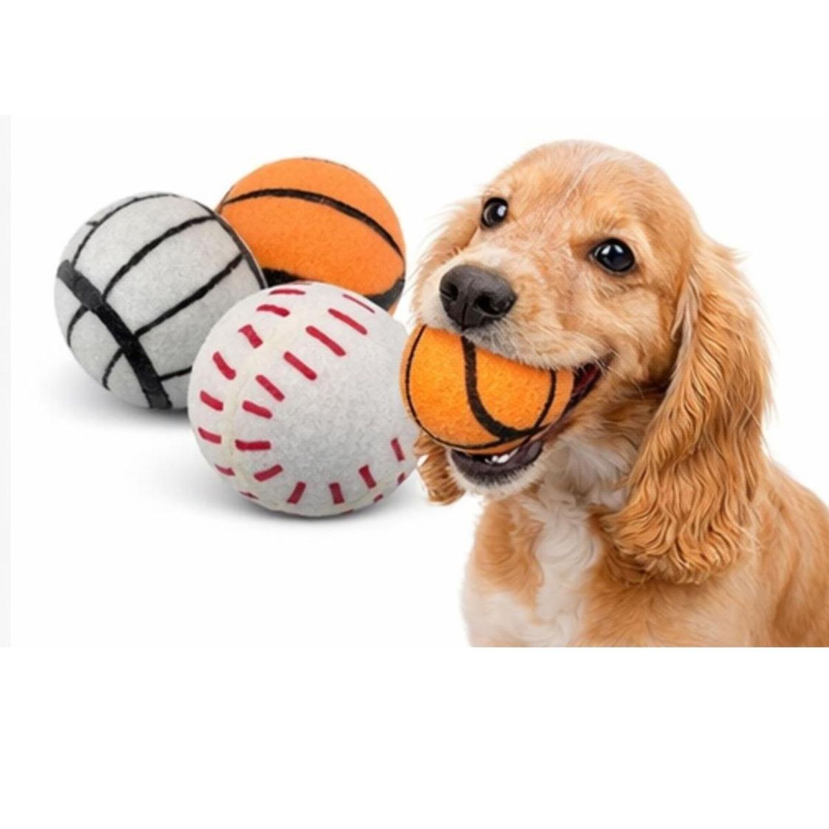 GENERICO - Pack 3 Pelotas con Sonido para Perros 7.6 cm
