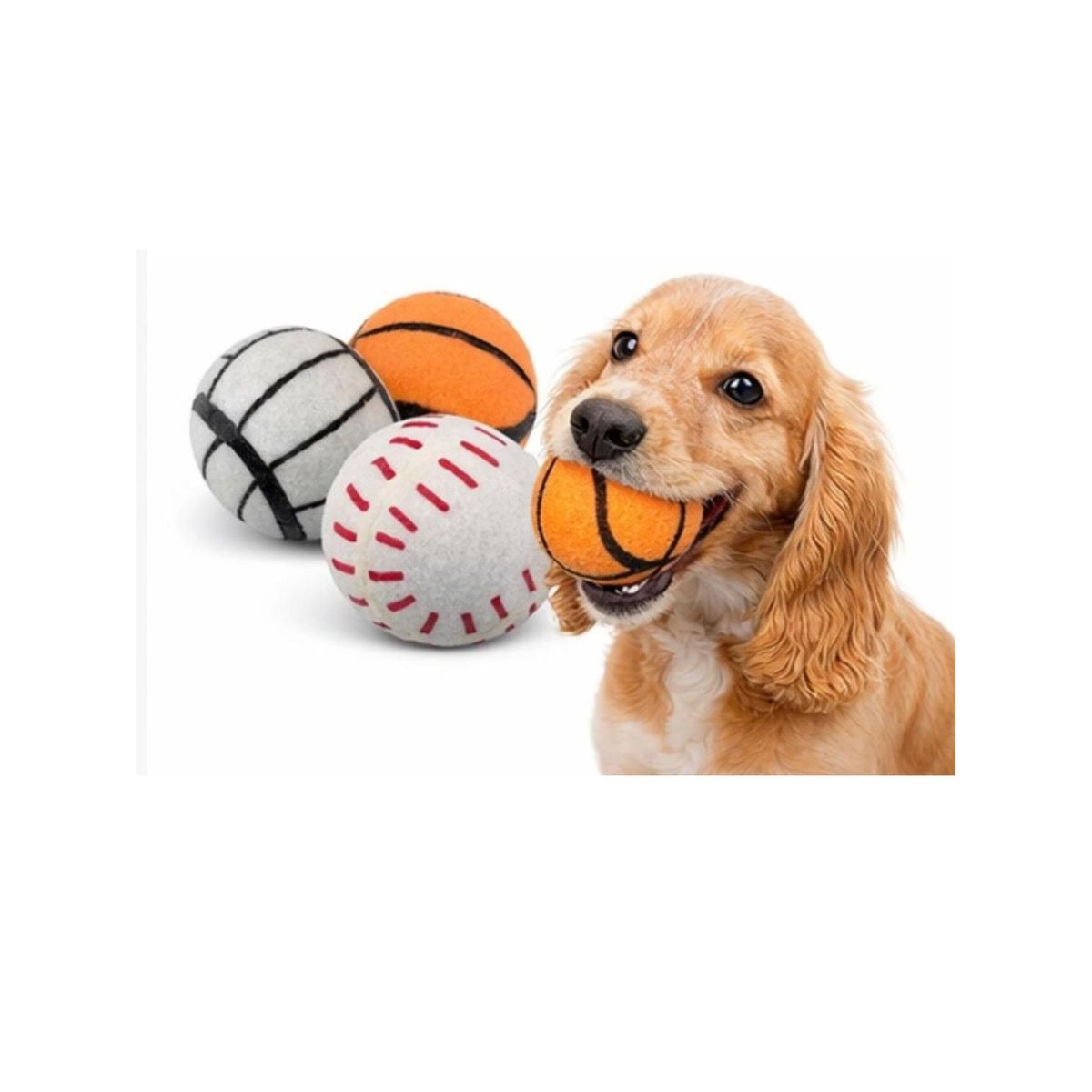 GENERICO - Pack 3 Pelotas con Sonido para Perros 7.6 cm