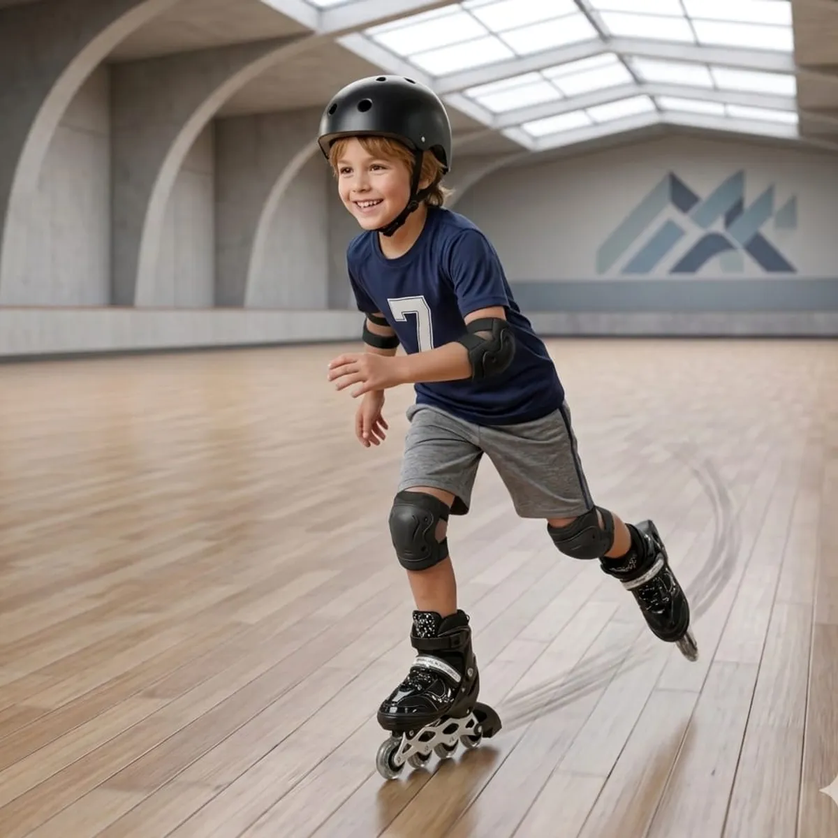 GENERICO - Patines Lineales NEGRO Niños Y Jóvenes + Set De Protección Talla M