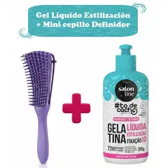 SALON LINE - Pack Gel Líquida Estilización + Mini Cepillo Flexible Rizos