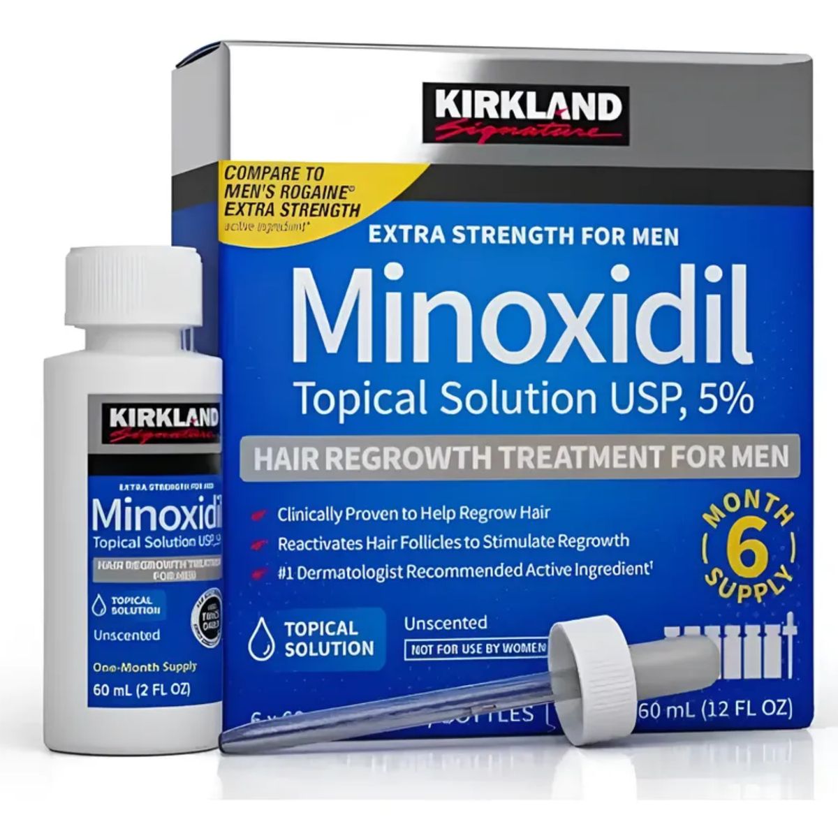 KIRKLAND - Minoxidil Kirkland 60ml Crecimiento Cabello Barba Extrafuerte Tratamiento 1 mes Usp5%