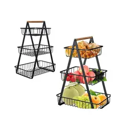 GENERICO - Cesta Organizadora de Frutas y Verduras Multiuso 3 Niveles