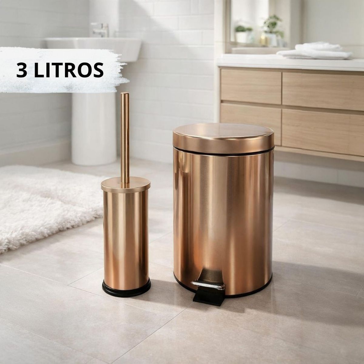 BYB - SET DE BASURERO METALICO  MAS CEPILLO 3L