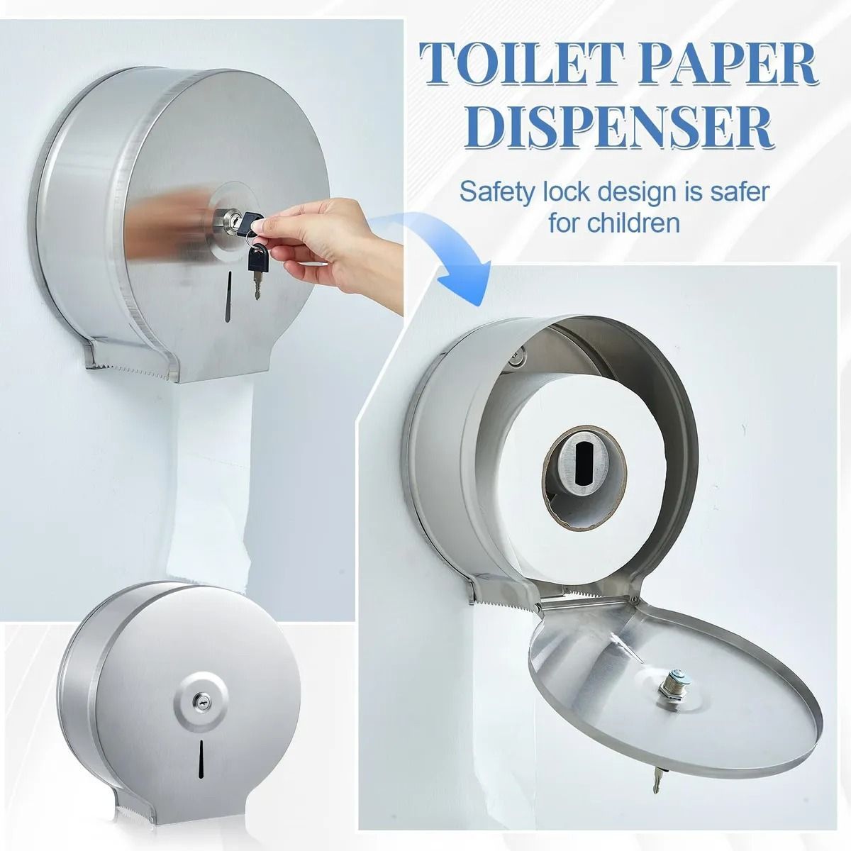 EVERSO - Dispensador Papel Higienico Industrial Acero Inoxidable 304