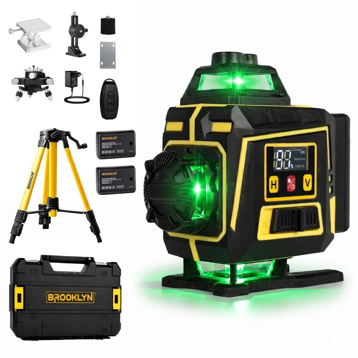 BROOKLYN - Nivel Laser Verde Brooklyn 16 Líneas Autonivelante + Tripode