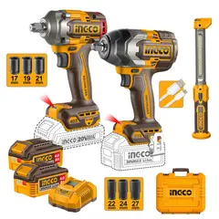 INGCO - SET PISTOLAS IMPACTO BL +2BAT 4AH Y CARG 1/2" 20V