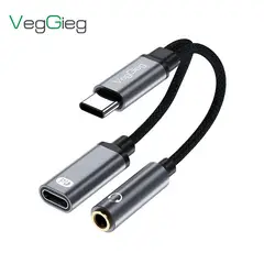 GENERICO - Adaptador Split Audífonos Y Carga Tipo-c A Jack 3.5 Veggieg