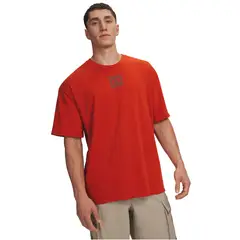 UNDER ARMOUR - Polera Manga Corta Lifestyle hombre HW Oversized naranjo