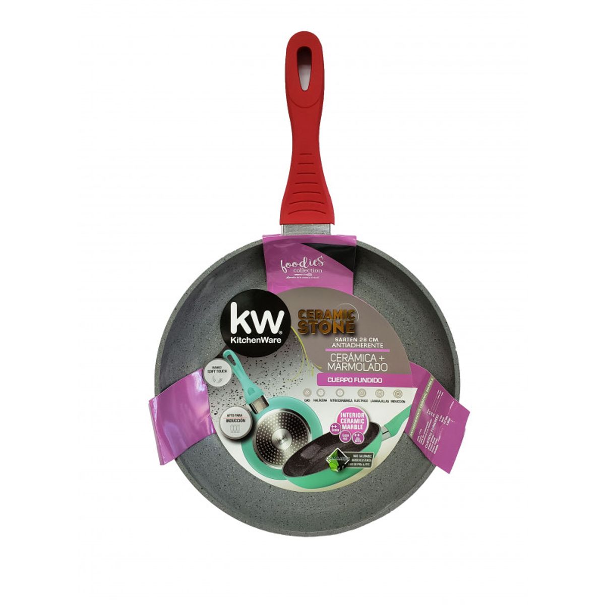 KITCHENWARE - SARTEN CERAMARBLE 24 CM ROJO