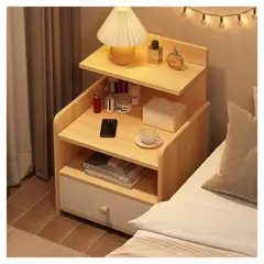 EVERSO - Velador 3 Niveles Moderno Con Cajon Mesa De Noche 32.4x26x60cm