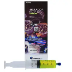 AMERICAN AIR - Sellador con tinte UV en Jeringa 40ml R1234YF Ac Automotriz