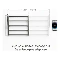 ARMONIA - Tendedero 80 cm Metálico para Balcón y Ventana
