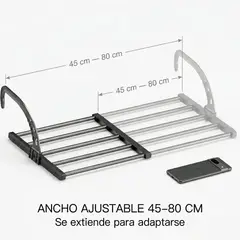 ARMONIA - Tendedero Metálico Plegable 80 cm para Balcón