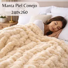 GARSIL - Manta Piel Conejo Lujoso King 240x260 cm