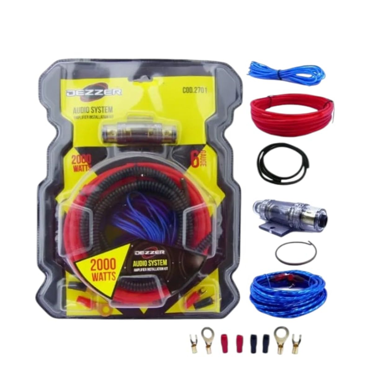 GENERICO - kit cables para amplificador deezer 2.000w 66 gauge alta calidad blister
