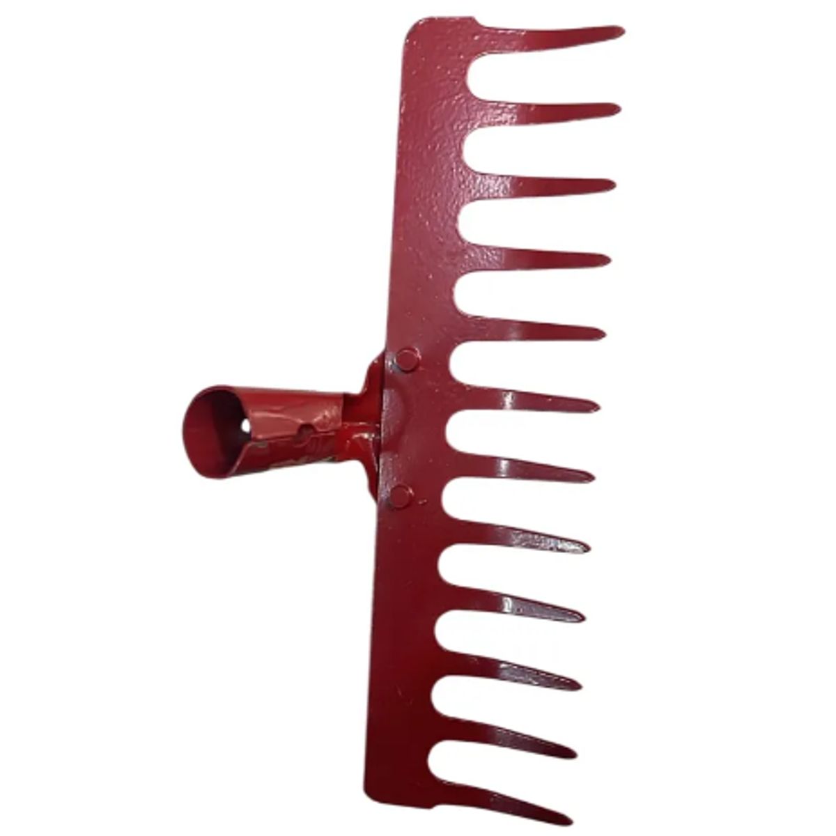 GENERICO - Rastrillo Metálico Recto 30cm 12 Dientes Para Jardinería Color Rojo