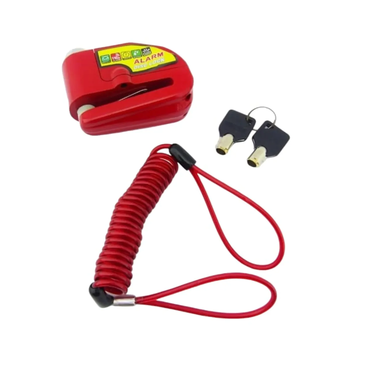 GENERICO - CANDADO PARA FRENOS DISCO CON ALARMA CON PIOLA  RECORDATORIA SEGURIDAD BLISTER