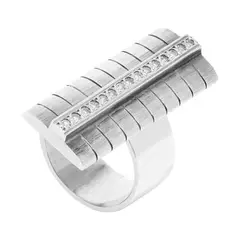 MERY SATT - Anillo Arquitectonico Plata Envejecida Con Circones 15