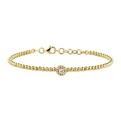 MERY SATT - Pulsera Bolitas Oro Amarillo 18K Brillantes 15Pts