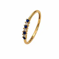 JB JOYAS BARON - Anillo Oro Amarillo 18kt Medio Cintillo Circonita-Zafiro