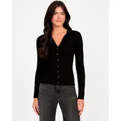 GUESS - Sweater Mujer Ls Vn Rib Miranda Negro