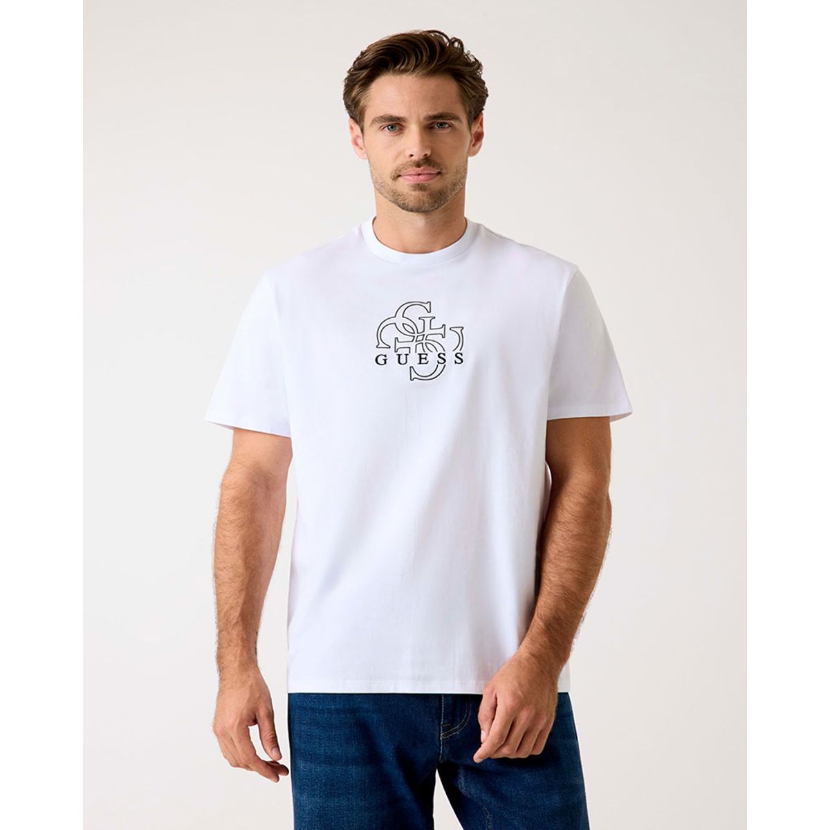 GUESS - Polera Ss Bsc Basic Quattro G Tee Blanco