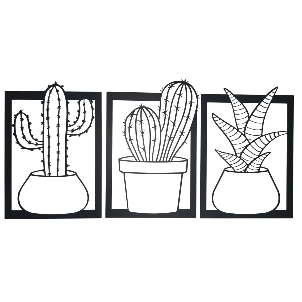 GENERICO - CUADRO TRIPTICO DE PLANTAS SUCULENTAS