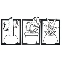 GENERICO - CUADRO TRIPTICO DE PLANTAS SUCULENTAS