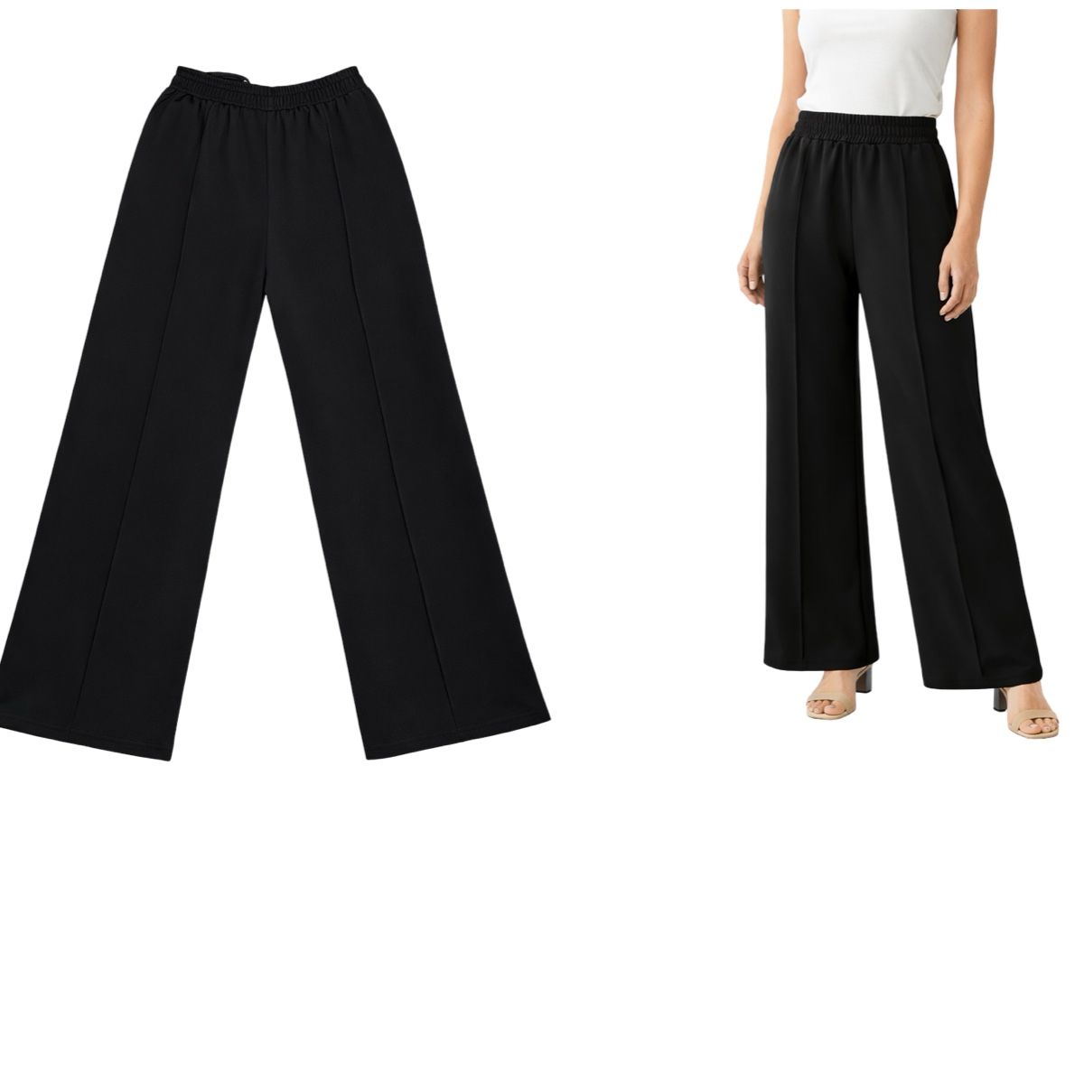 AAYO MODA - Pantalón Ancho Niña 6-16 Negro Moda Invierno Alta Calidad Confortable
