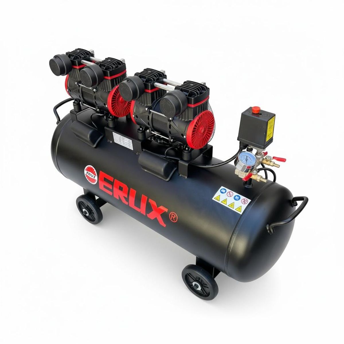 ERUX - Compresor De Aire 100l Oil Free 1600w Doble Motor 8 Bar
