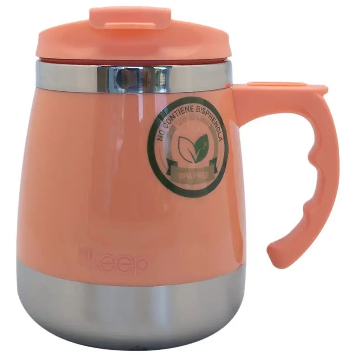 KEEP - Taza Térmica Keep Taza Acero Inoxidable Taza Termo 400 Ml salmon