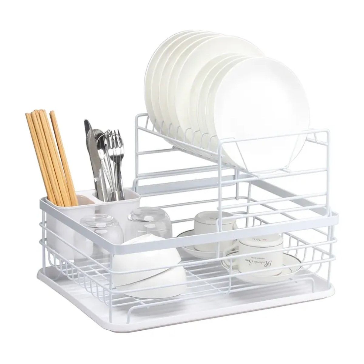 GENERICO - Secaplatos Escurridor 2 Niveles Acero Inox Blanco BELUG