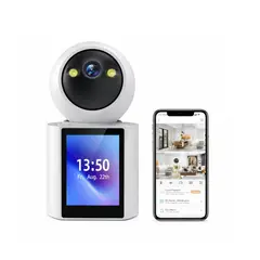 GENERICO - Camara Seguridad WiFi 1080P Pantalla Audio Bidireccional Vision Nocturna Interior Vigilancia