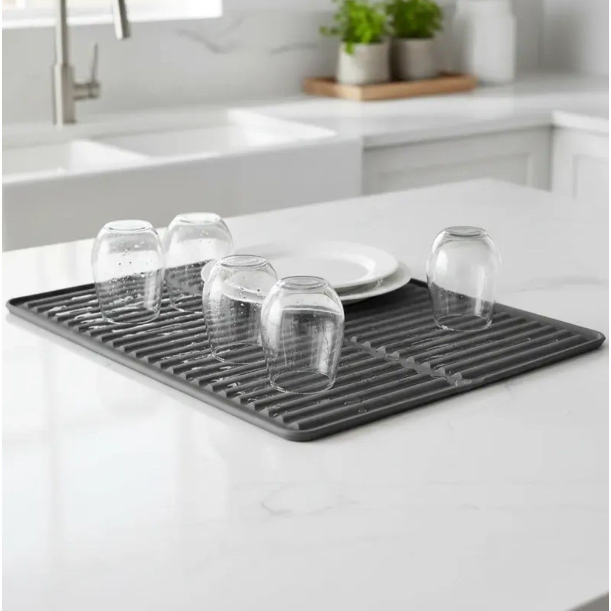 GENERICO - Escurridor Secaplatos Silicona Gris 43x42cm Cocina BELUG