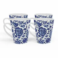 GENERICO - Pack 4 Mugs Cerámica Estilo Vintage 355ml