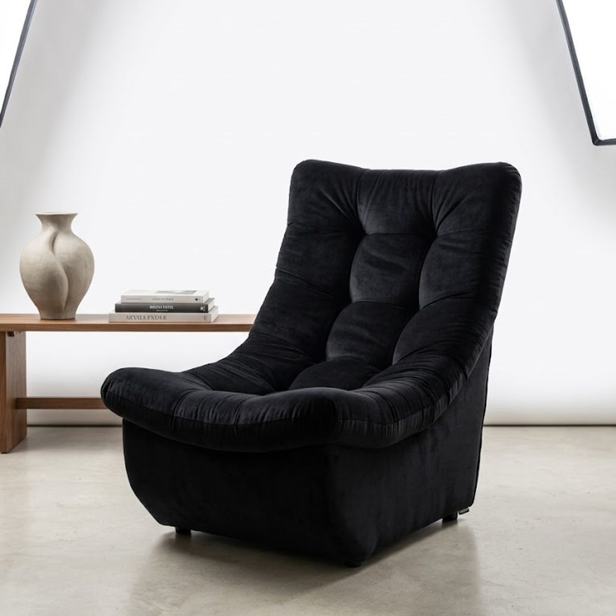 GENERICO - Sofa Curvo Descanso negro felpa