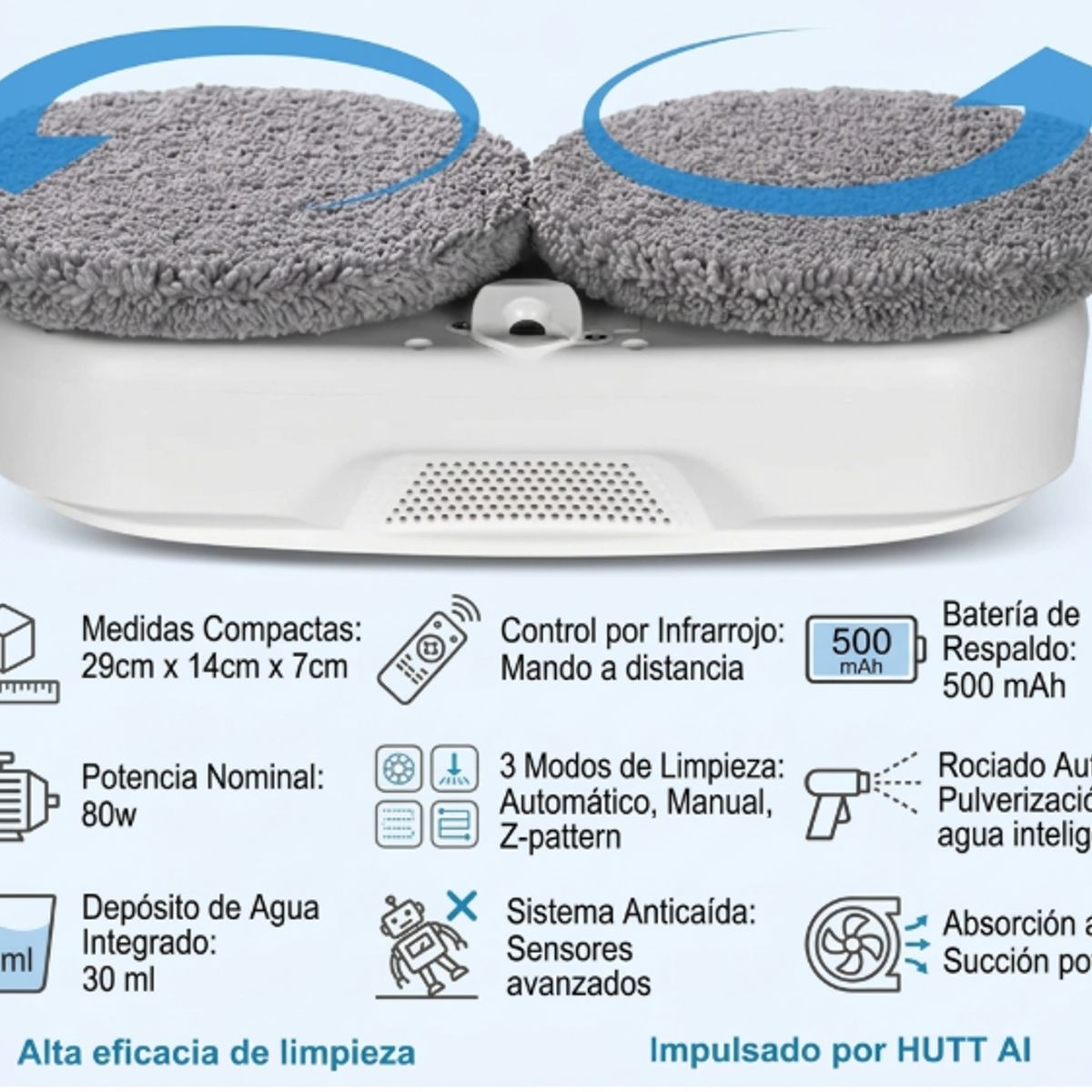 TASBEL - Robot Limpiador Ventanas Automatico Aspiracion Vacio Deteccion Bordes Smart Electrico Hogar