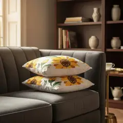TODOHOGAR SANTIAGO DE CHILE - Set De 2 Cojines Bordados 45×45 Diseño Girasol