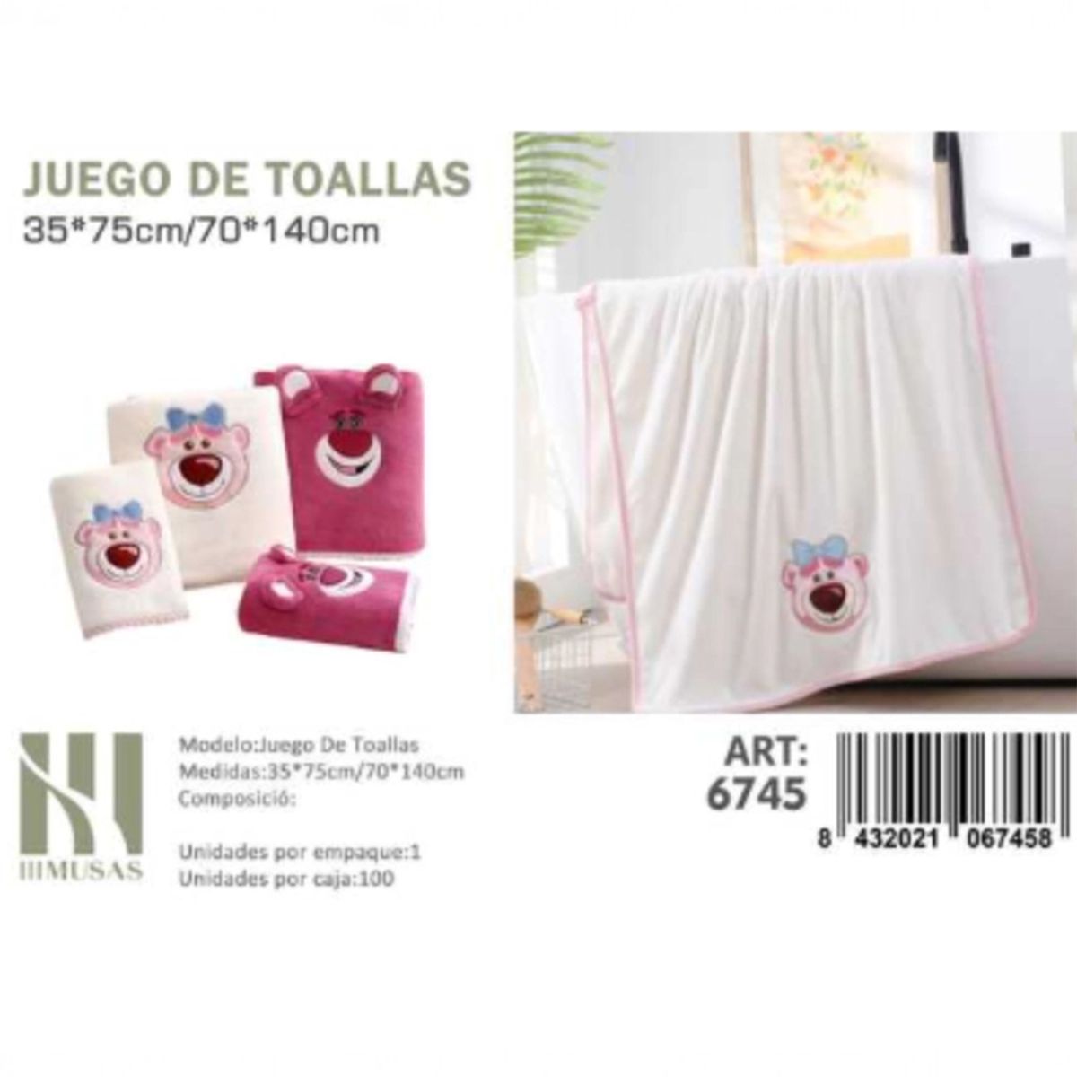 GENERICO - Toallas 100% Algodon Con Detalles Bordados 70X140