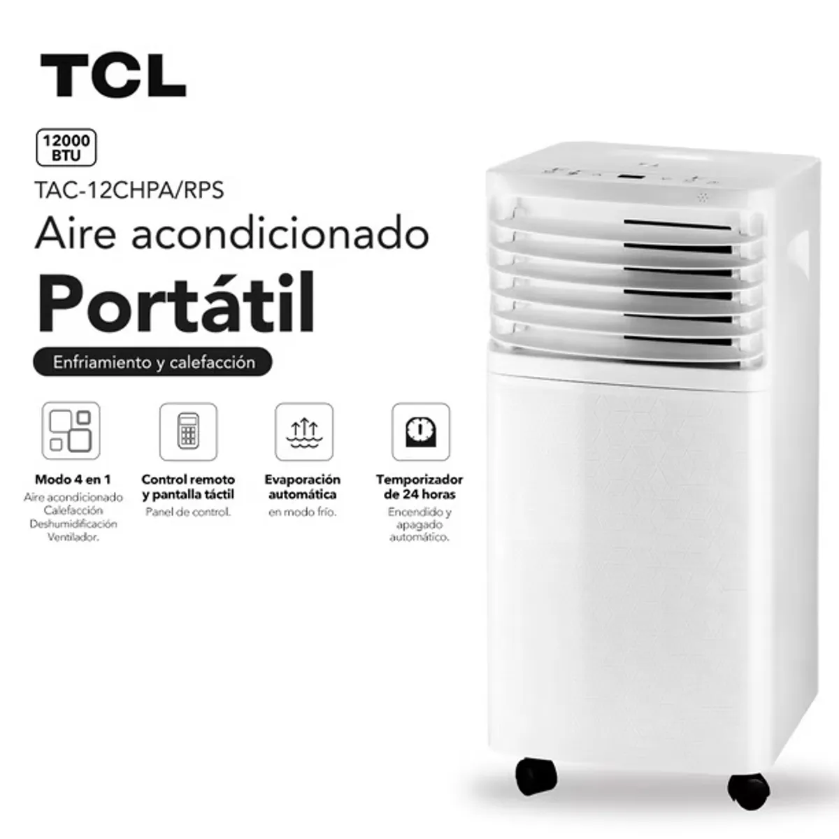 TCL - Aire Acondicionado TCL TAC-12CHPA-RPS 12000 BTU Portátil Frío Calor