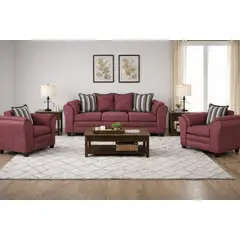 BLACK FACTORY - Juego de Living 3 1 1 Aconcagua Tela Burdeo