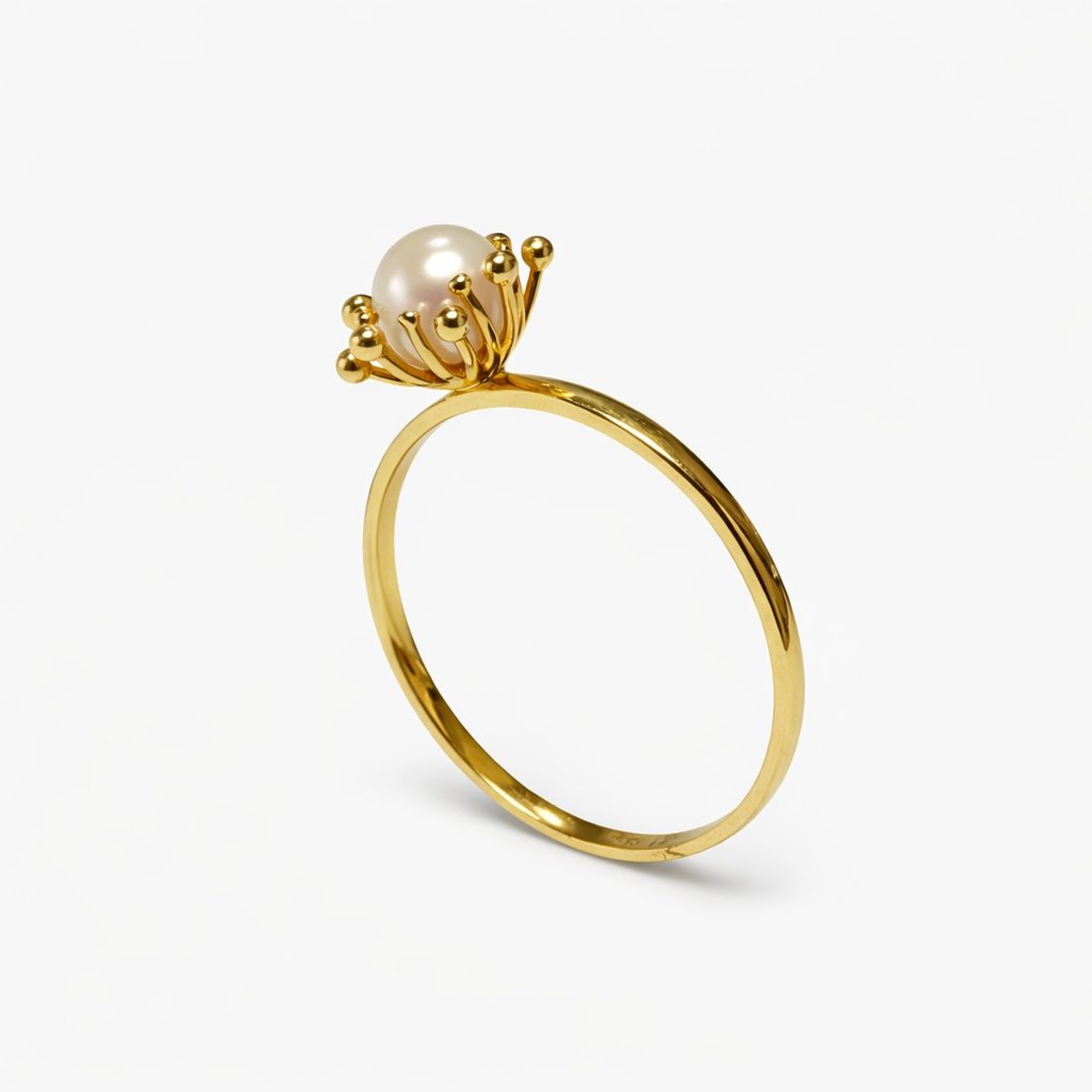 JB JOYAS BARON - Anillo Oro Amarillo 18kt Pistilos y Perla Natural