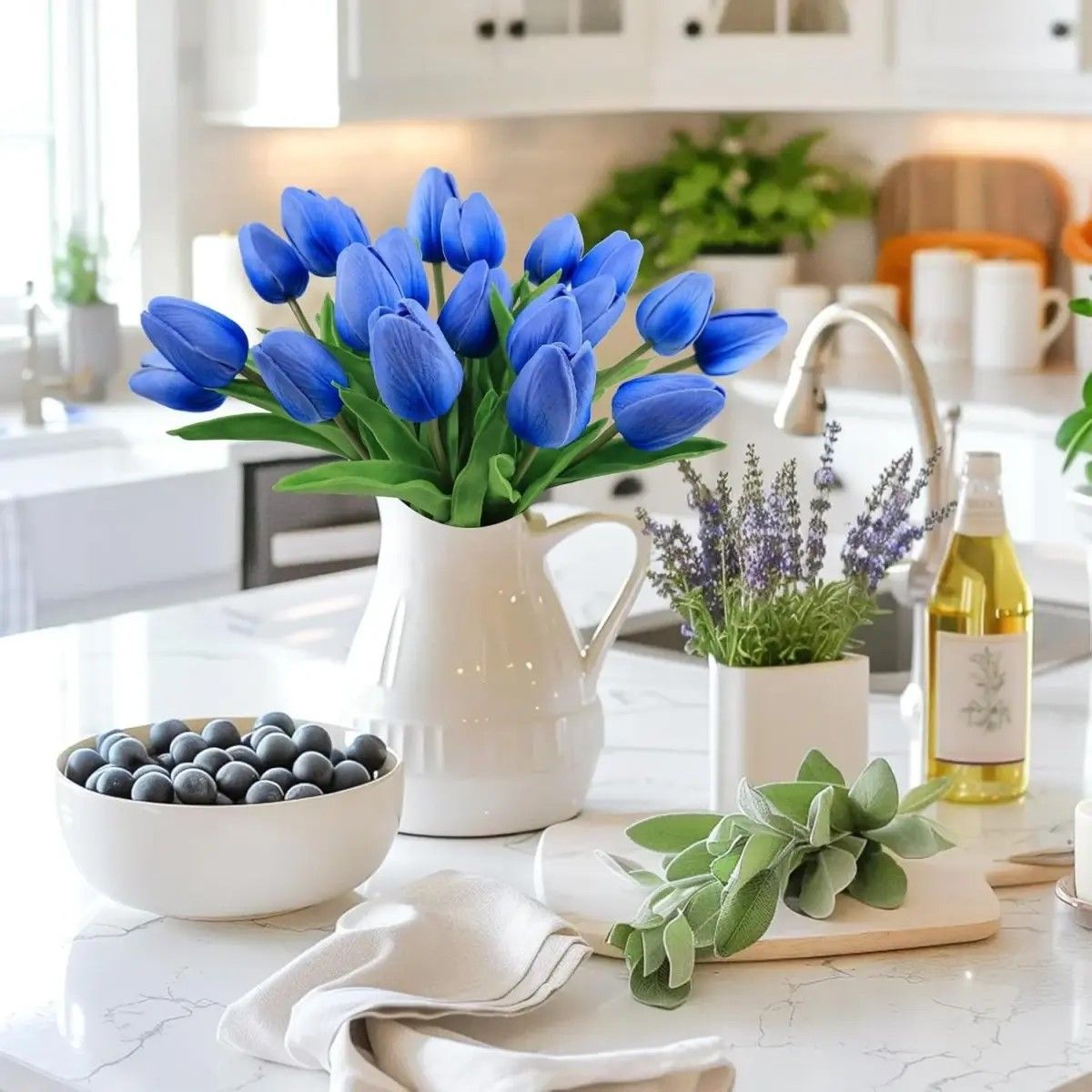 GENERICO - Ramos De 20 Tulipanes Artificiales Flor Decoración Tulipan MORADO BELUG