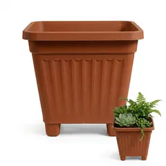 GENERICO - Pack 50 Maceteros Plástico Cuadrado Terracota 10 cm