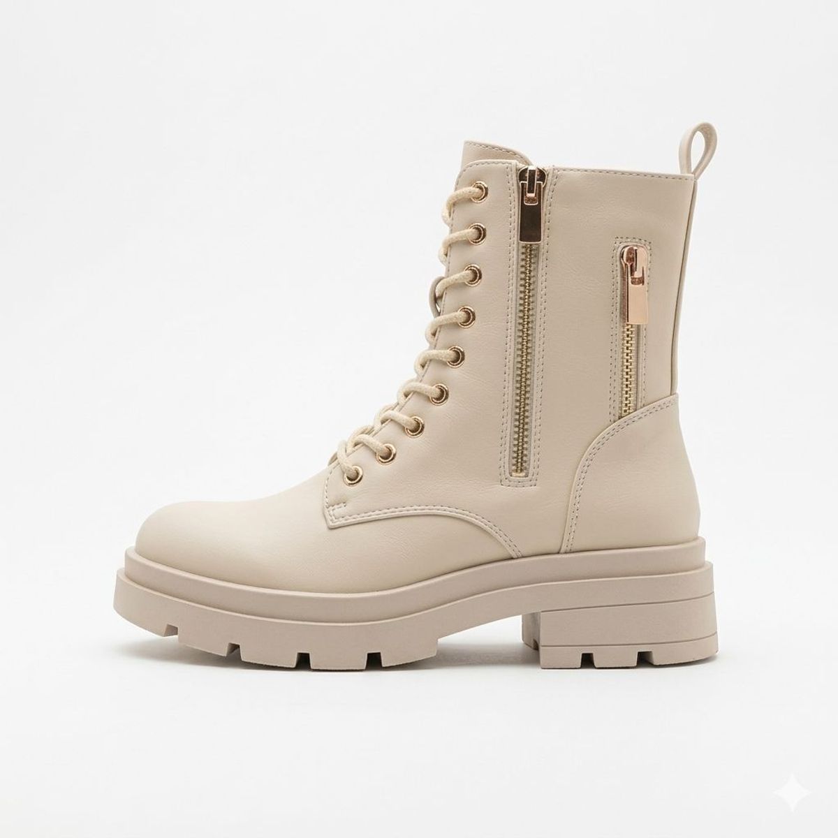 HERIEL - Botín Combat Beige para Mujer 22-20